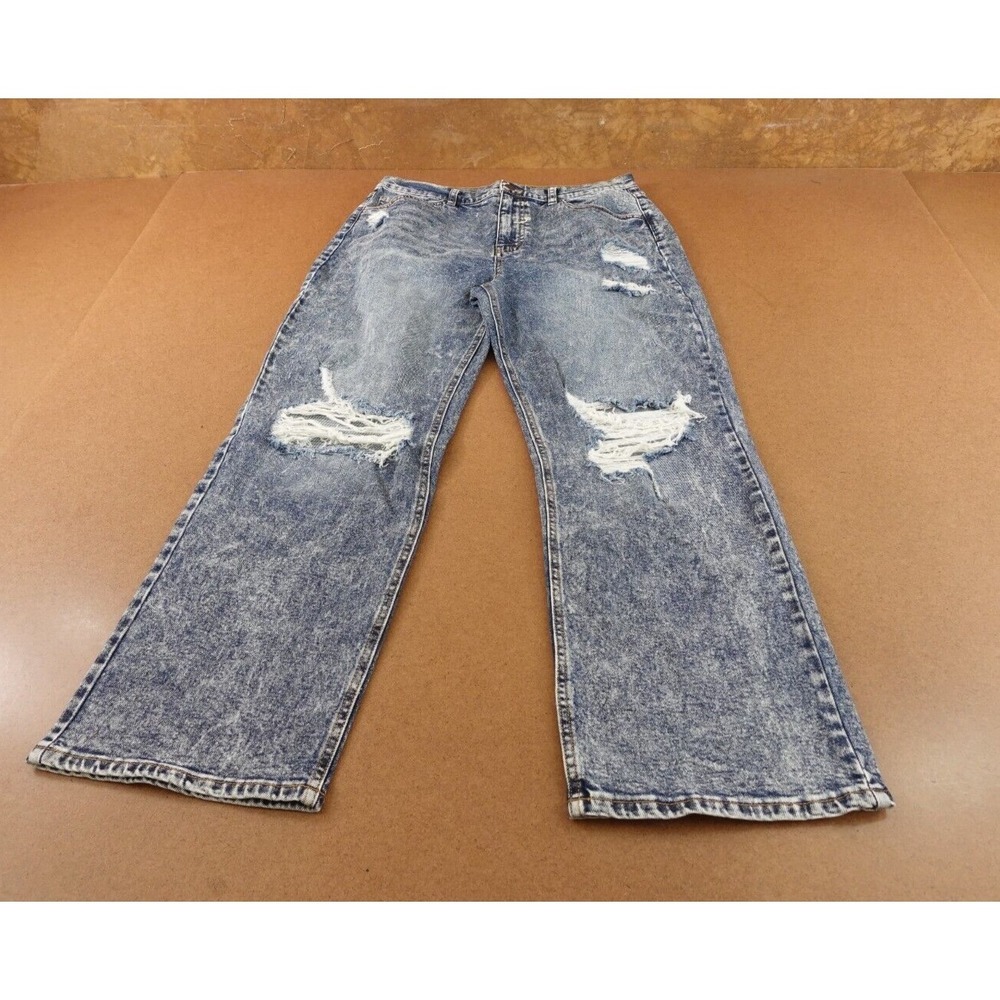 Fashion Nova Juniors Size 13 Medium Wash Ripped Denim Go Off Boyfriend Jeans NWT